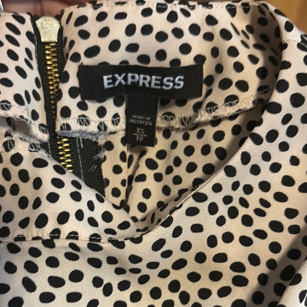 Express Black and Cream Polka Dot Top